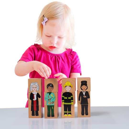The Freckled Frog 2" Career Mix 'N' Match Wooden Blocks Set